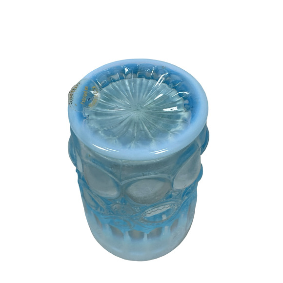 Vintage Mosser Glass Eye Winker Tumbler 4" Aqua Opal Opalescent Blue Juice USA - Picture 6 of 8